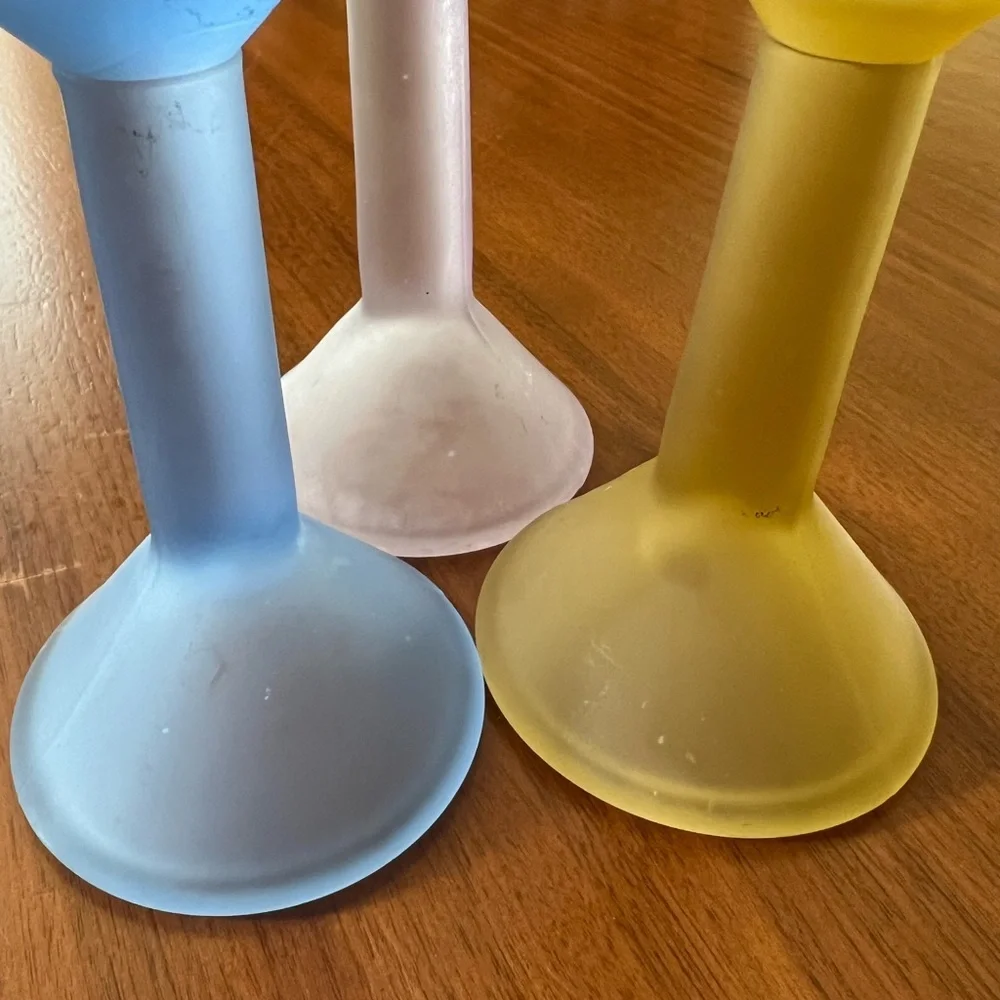 Vintage Glass Candle Stick Holders‎ Colorful Stained Milk Glass Art Artsy Unique